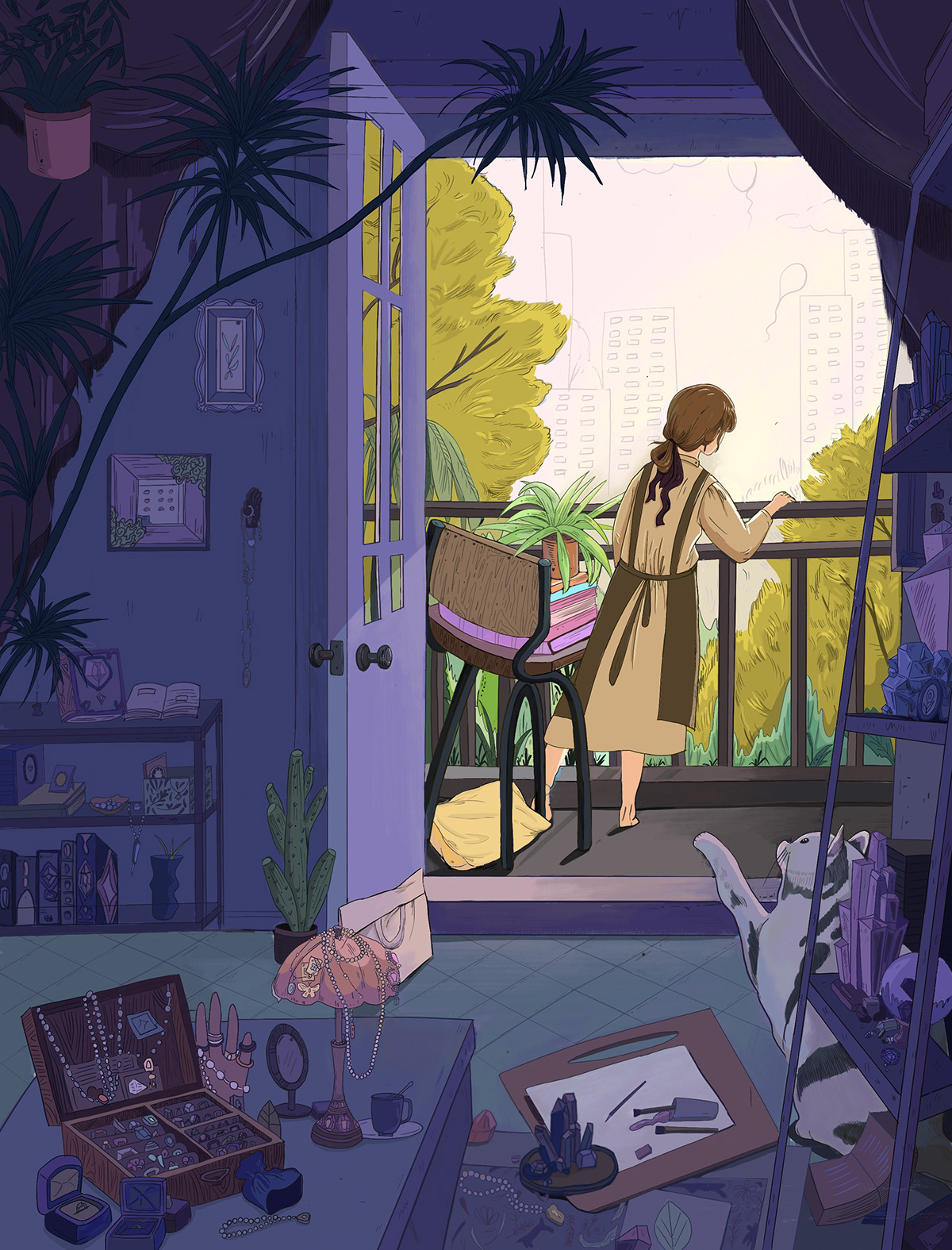 The Shifting City Life, illustration by Xuanyi Guo